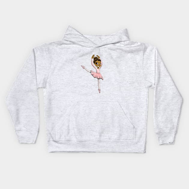 African American Ballerina Kids Hoodie by treasured-gift